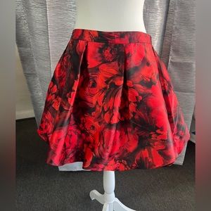 Red floral midi skirt